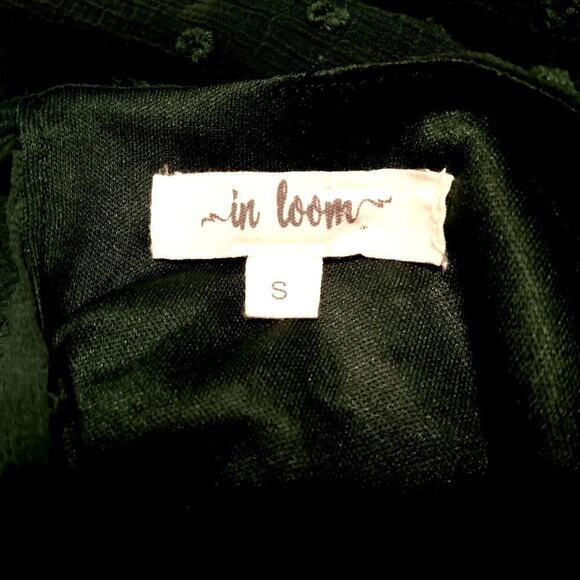 In Loom Embroidered Babydoll Top Size Small Green Swiss Dot Bohemian Fairy Chic - Picture 3 of 7